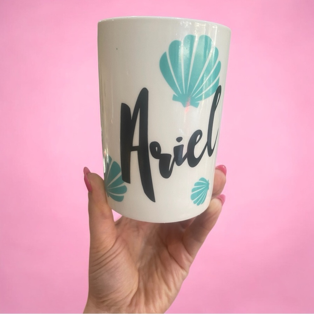 The Little Mermaid Ariel Teal Seashell Mug Gold Handle